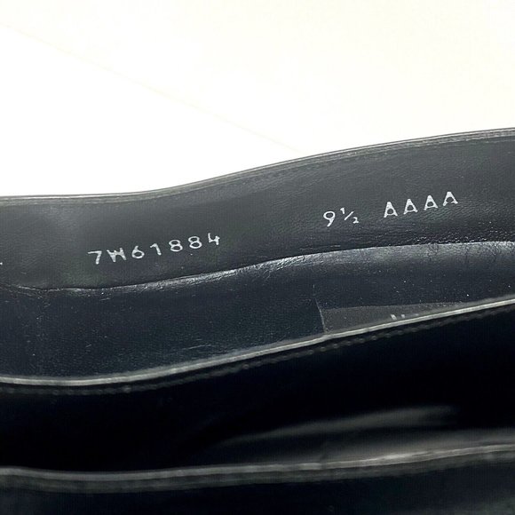 Stuart Weitzman 9.5 AAA 90's Square Toe Pumps Narrow Black Patent Metallic Heel - Picture 8 of 10